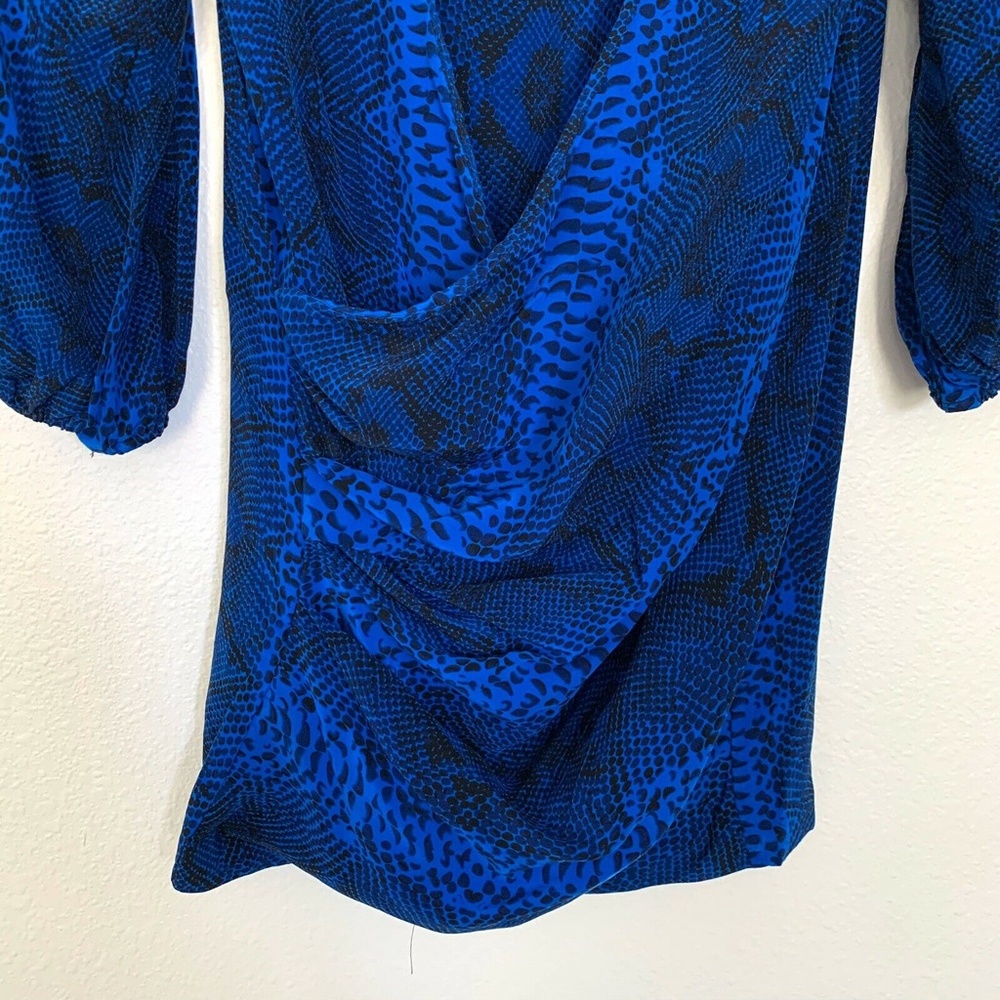 Jay Godfrey Blue Snake Print Open Back Silk Top - Picture 7 of 7
